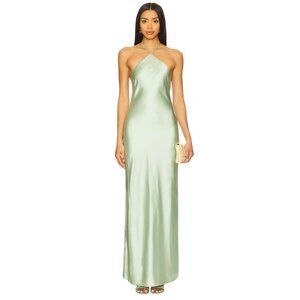 Line & Dot x REVOLVE Kira Maxi Dress in Pistachio Green Small New Womens Satin